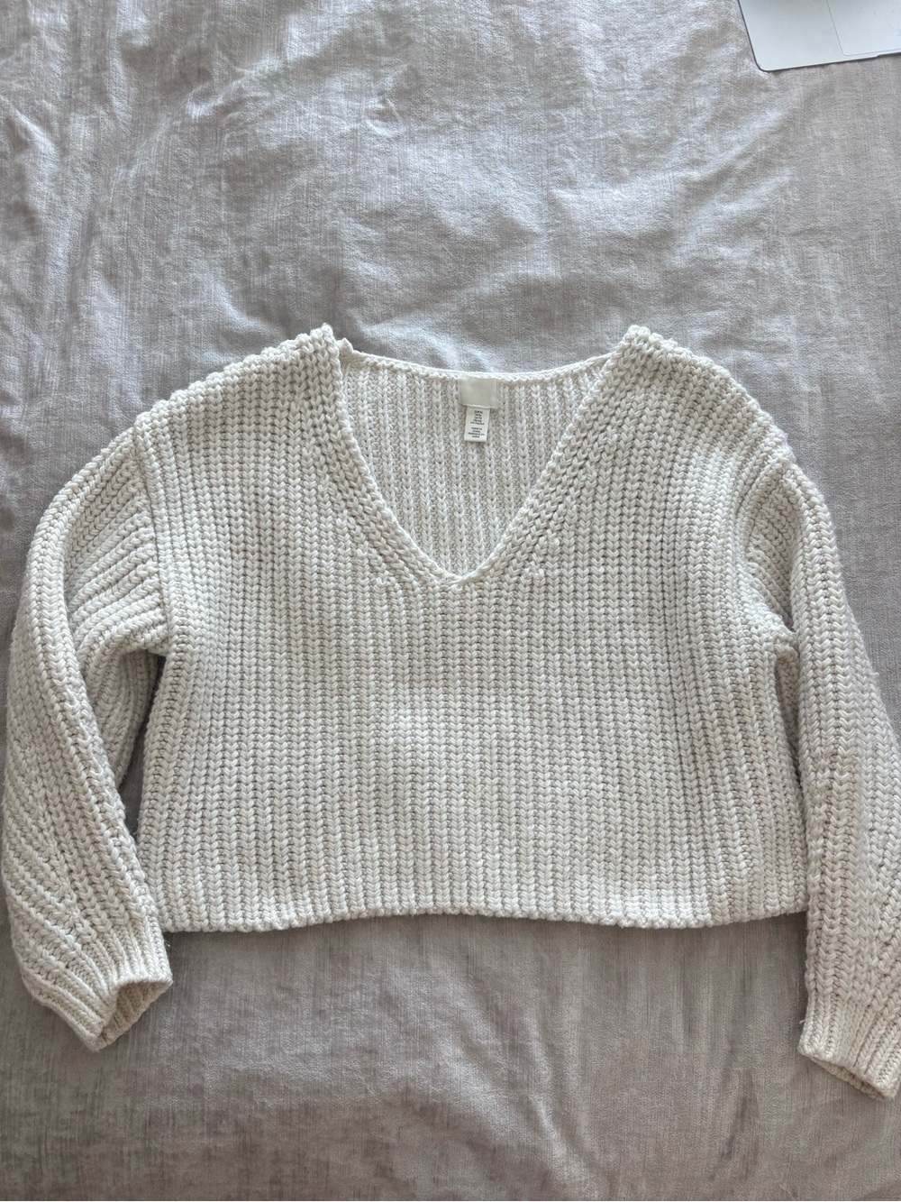 H&M V-Neck Chunky Knit Sweater - Off-White
